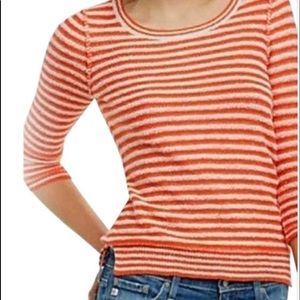 HWR Open Knit Sweater Striped White Coral